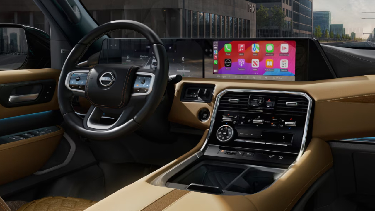 vue de l'habitacle et tableau de bord d'un Nissan Armada 2026