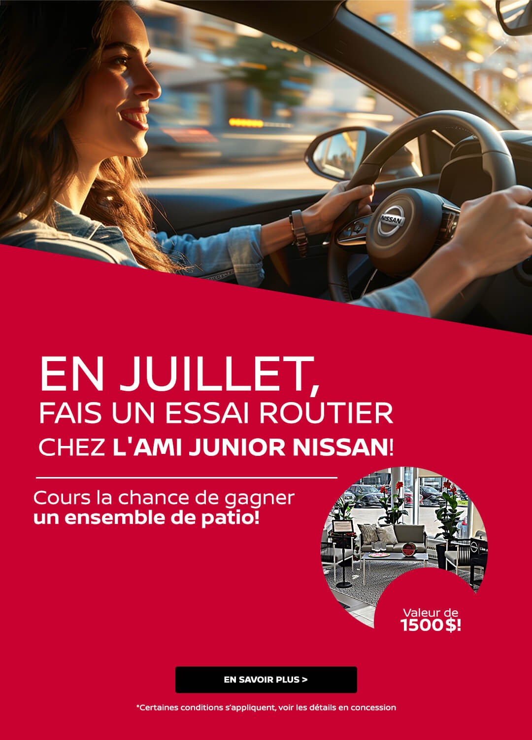 Fais un essai routier et cours la chance de gagner un ensemble de patio!